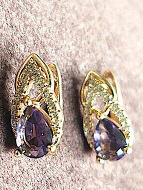 Purple Teardrop Crystal Earrings